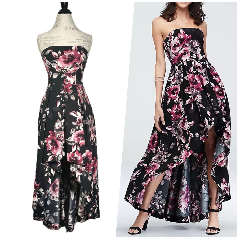 Speechless Extraordinary | Junior | Strapless Dark Floral High Low Dress | Sz 5